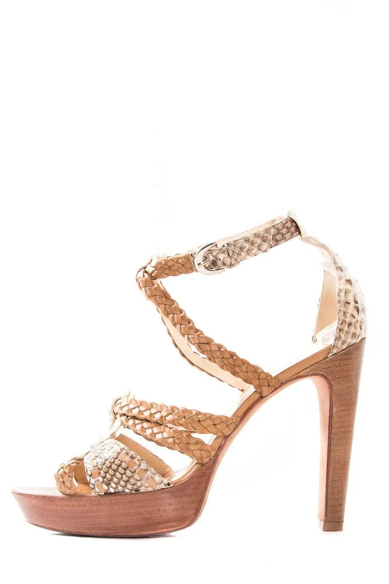 Alexandre Birman Snake Skin Platform Buckle Sandals SZ 11