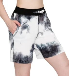 ALWAYS Women's Tie Dye French Terry 5" Shorts - 4-Way Stretch Yoga Casual Jersey Elastic Drawstring Lounge Pajama Running Shorts with Pockets