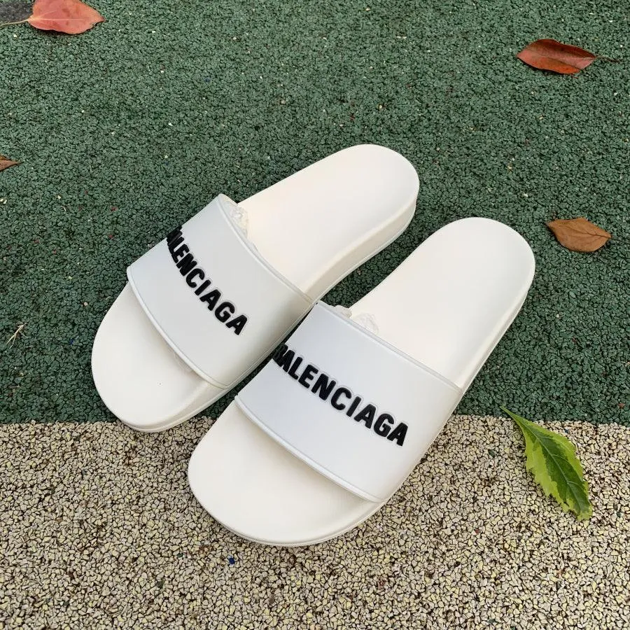 BALENCIAGA SLIPPERS LOGO *WHITE*