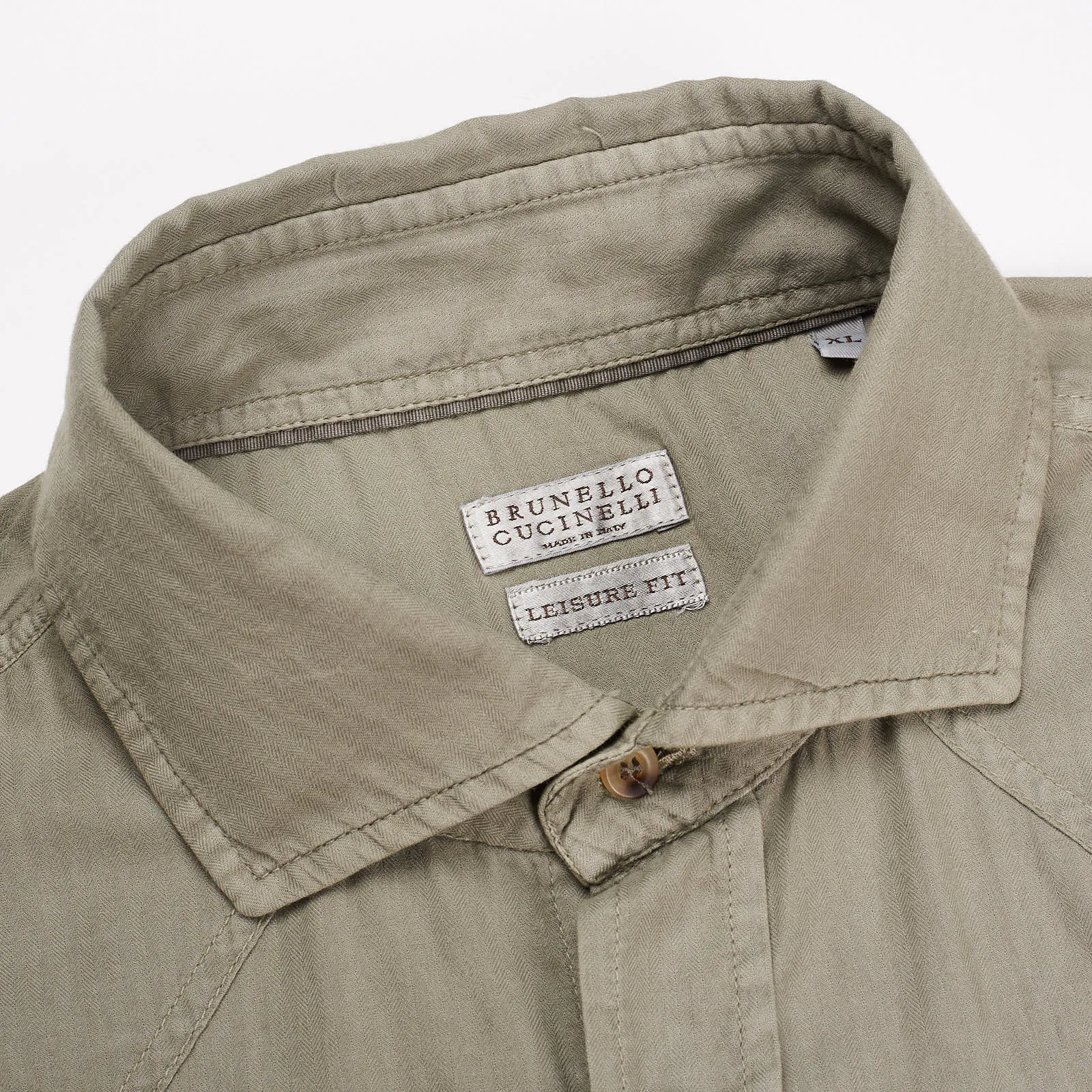 BRUNELLO CUCINELLI Green Cotton Leisure Fit Casual WesternShirt XL