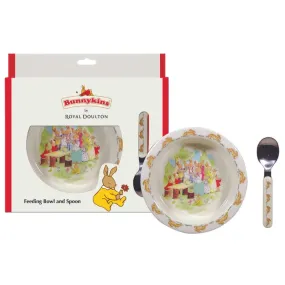 Bunnykins by Royal Doulton - Feeding Bowl & Spoon - Running Red