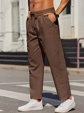 Casual Elastic Waist Linen Blend Pants (US Only)