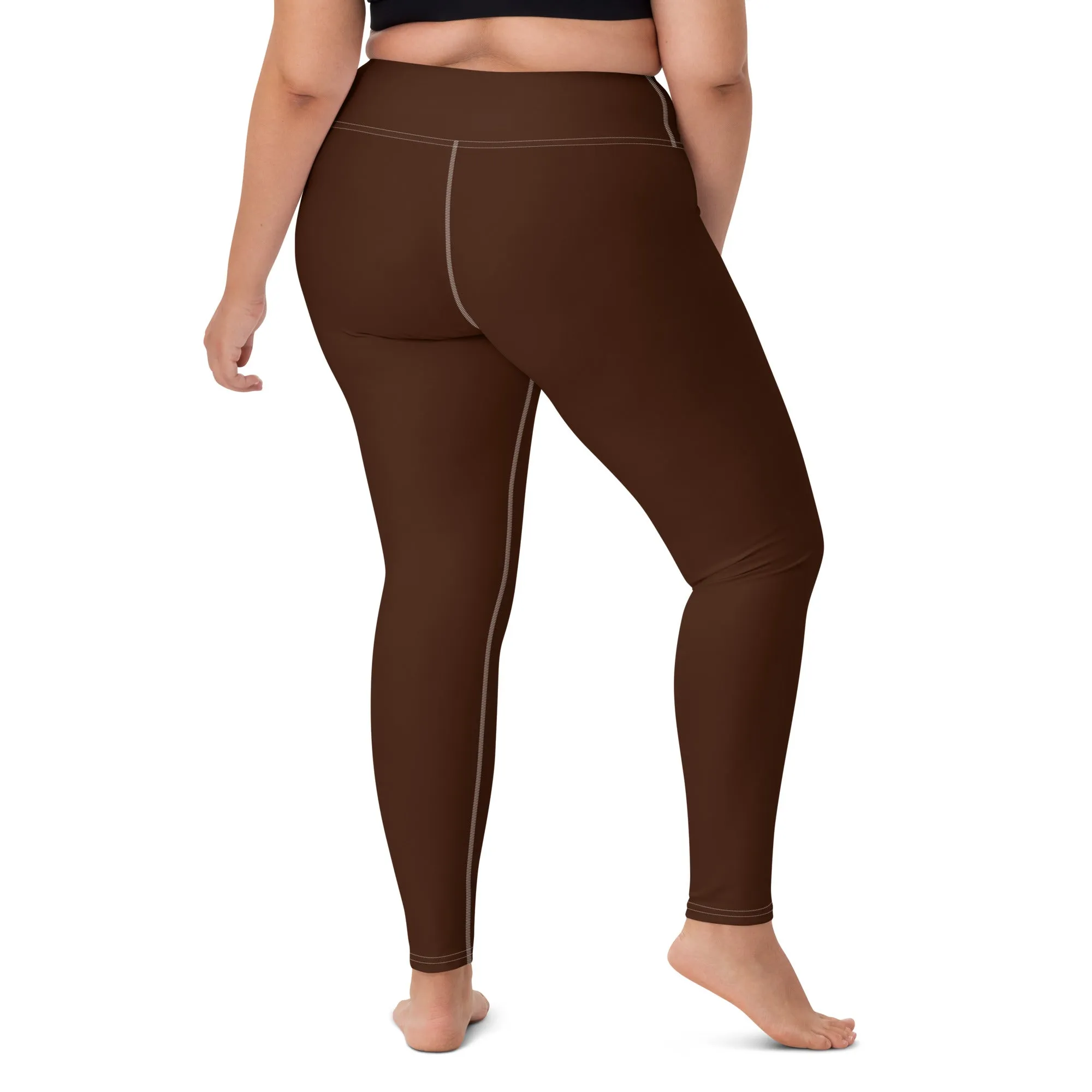 Casual Elegance: Solid Color Workout Leggings for Women - Chocolate