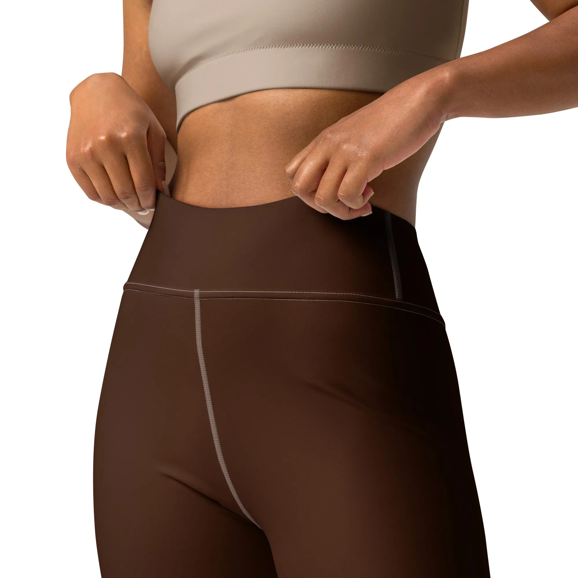 Casual Elegance: Solid Color Workout Leggings for Women - Chocolate