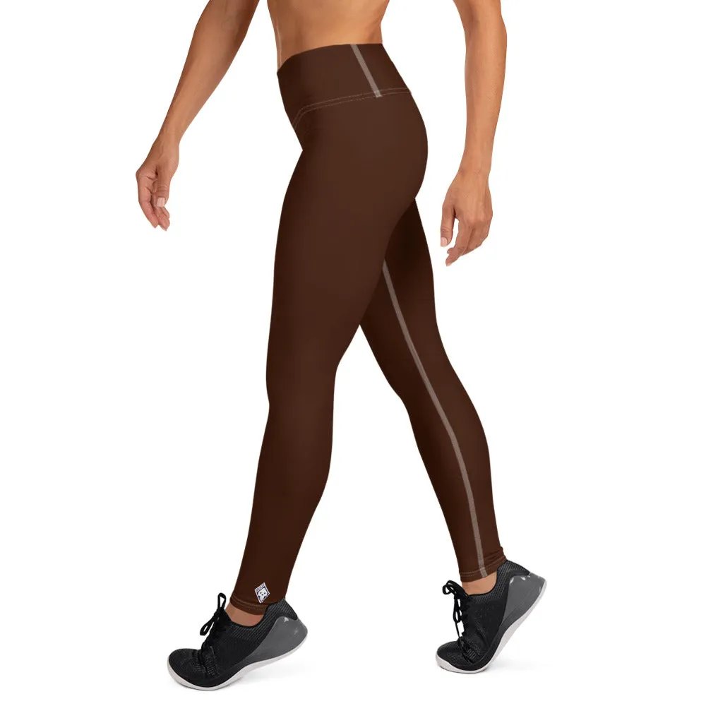 Casual Elegance: Solid Color Workout Leggings for Women - Chocolate