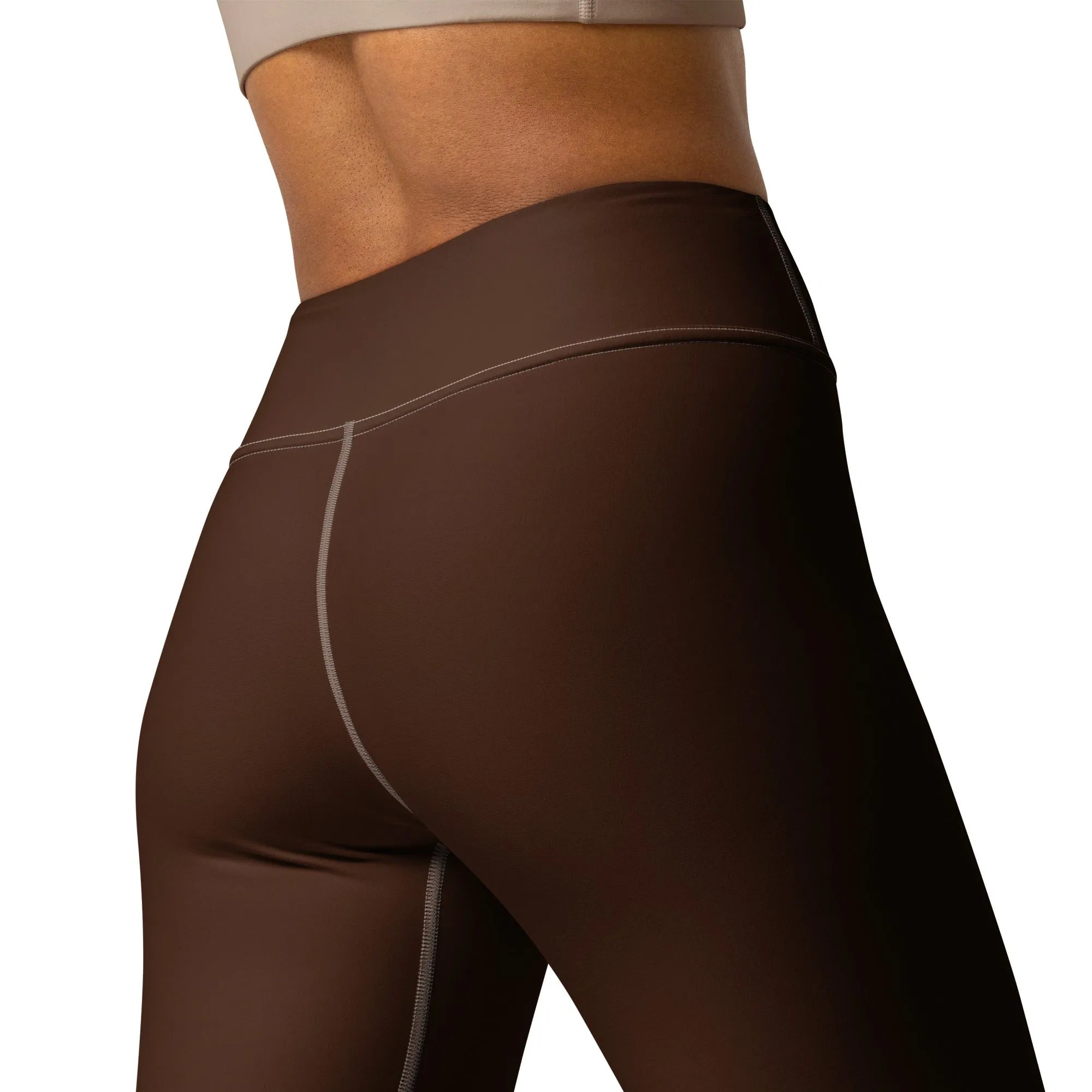 Casual Elegance: Solid Color Workout Leggings for Women - Chocolate