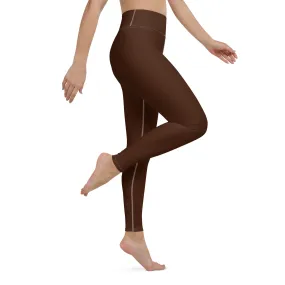 Casual Elegance: Solid Color Workout Leggings for Women - Chocolate