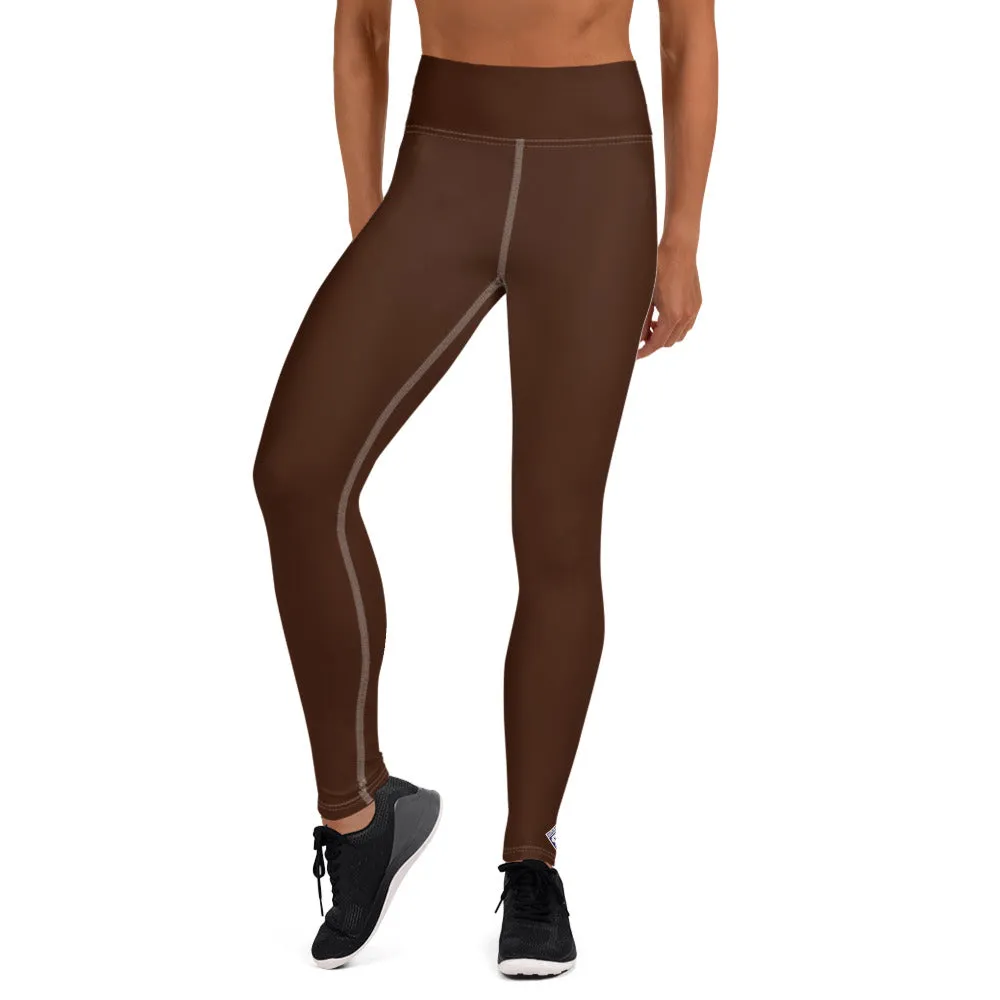 Casual Elegance: Solid Color Workout Leggings for Women - Chocolate