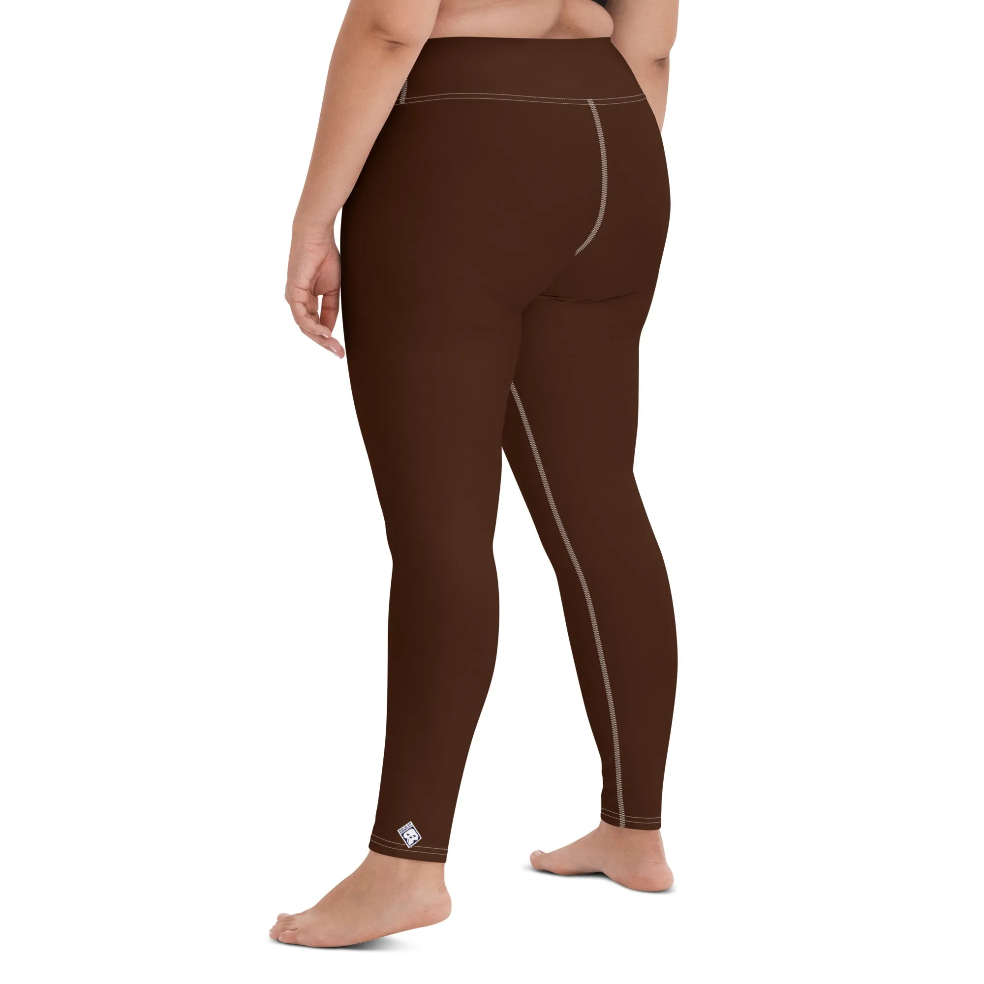 Casual Elegance: Solid Color Workout Leggings for Women - Chocolate