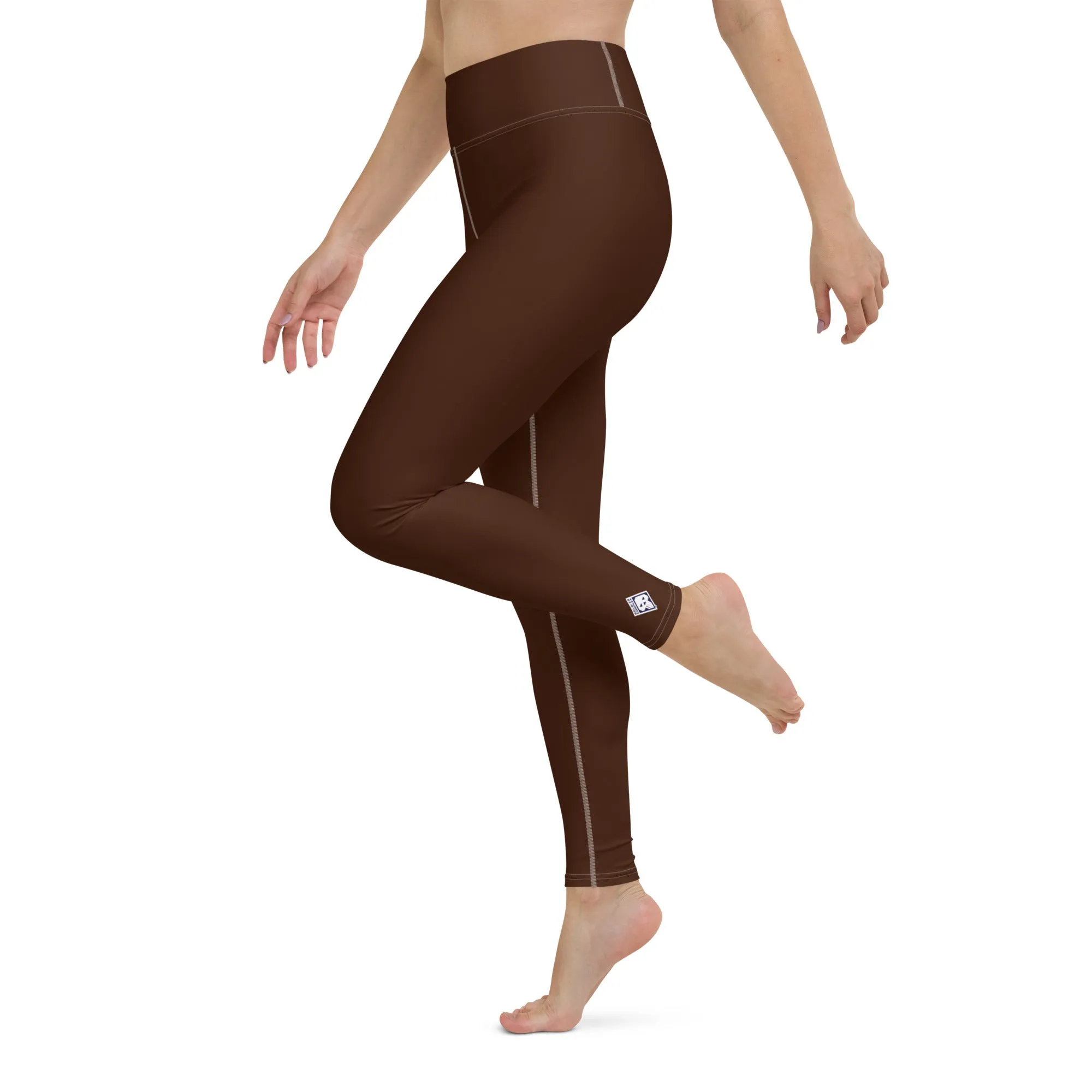 Casual Elegance: Solid Color Workout Leggings for Women - Chocolate