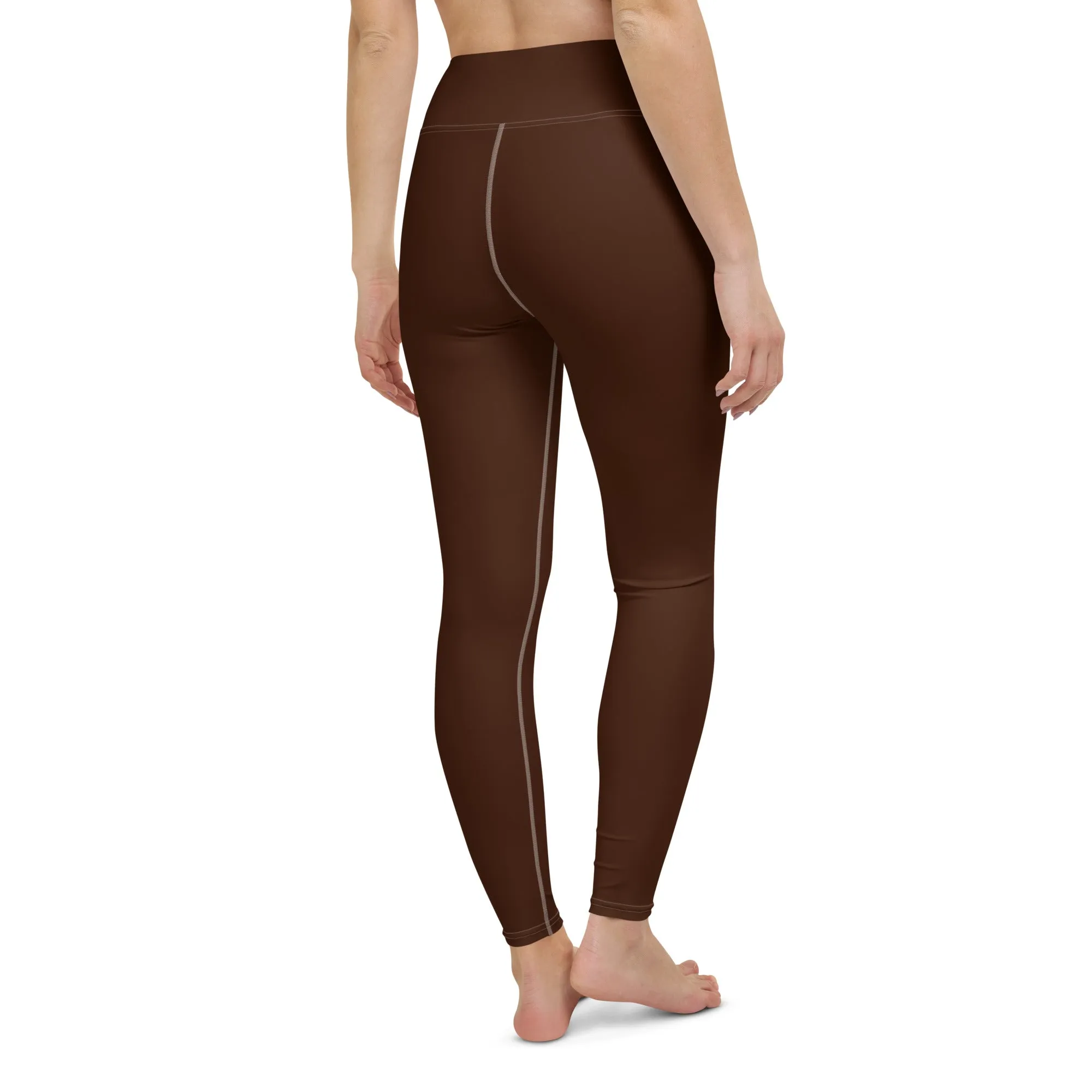 Casual Elegance: Solid Color Workout Leggings for Women - Chocolate