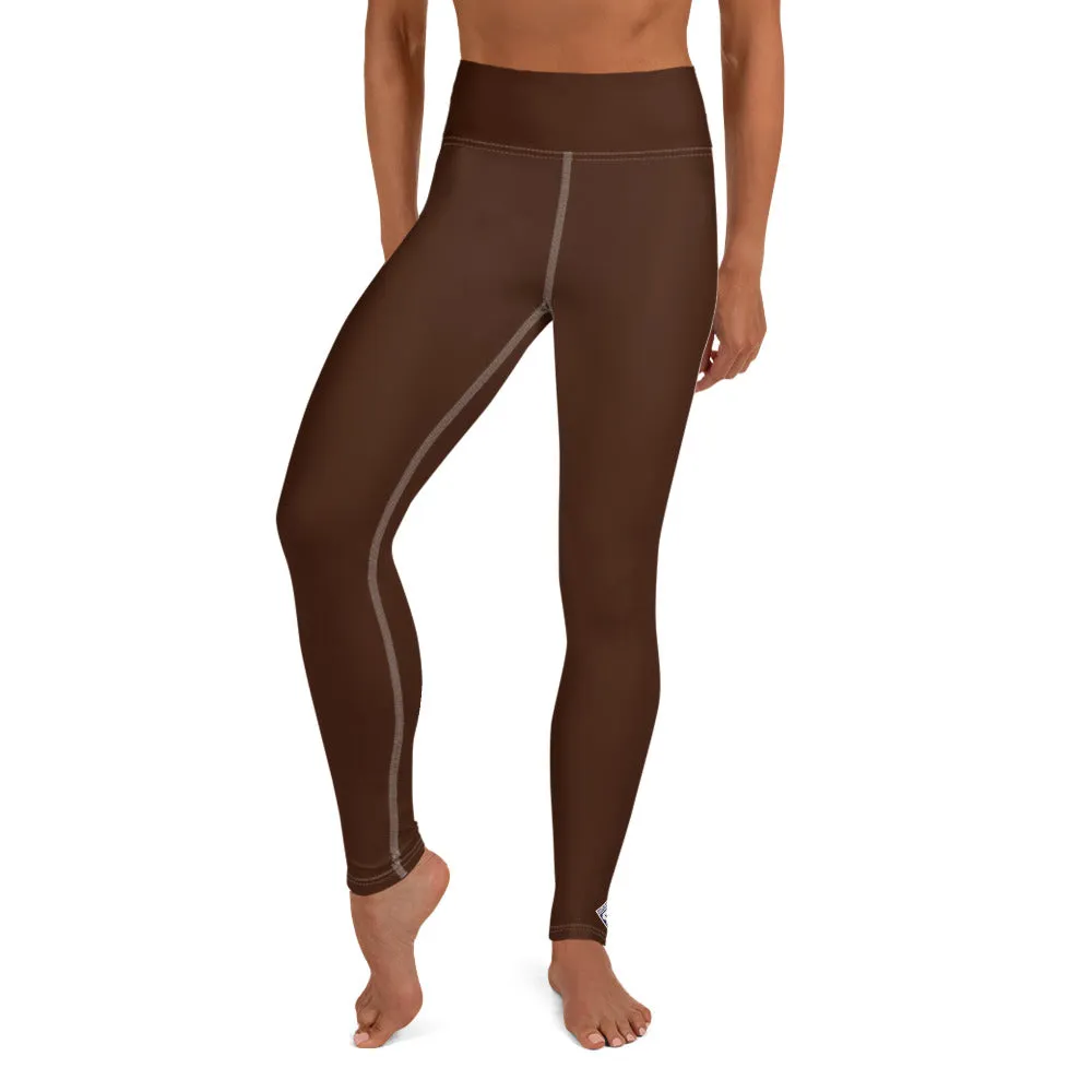 Casual Elegance: Solid Color Workout Leggings for Women - Chocolate