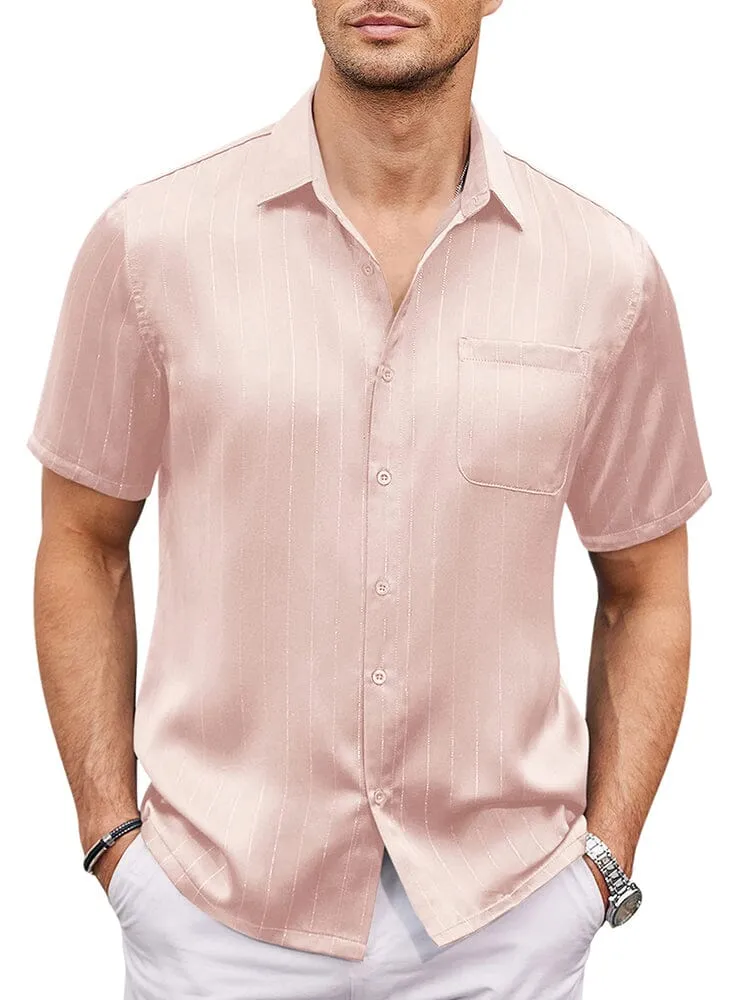 Casual Silk Satin Short Sleeve Shirt (US Only)