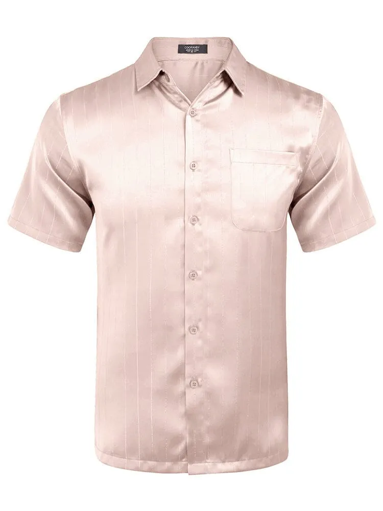 Casual Silk Satin Short Sleeve Shirt (US Only)