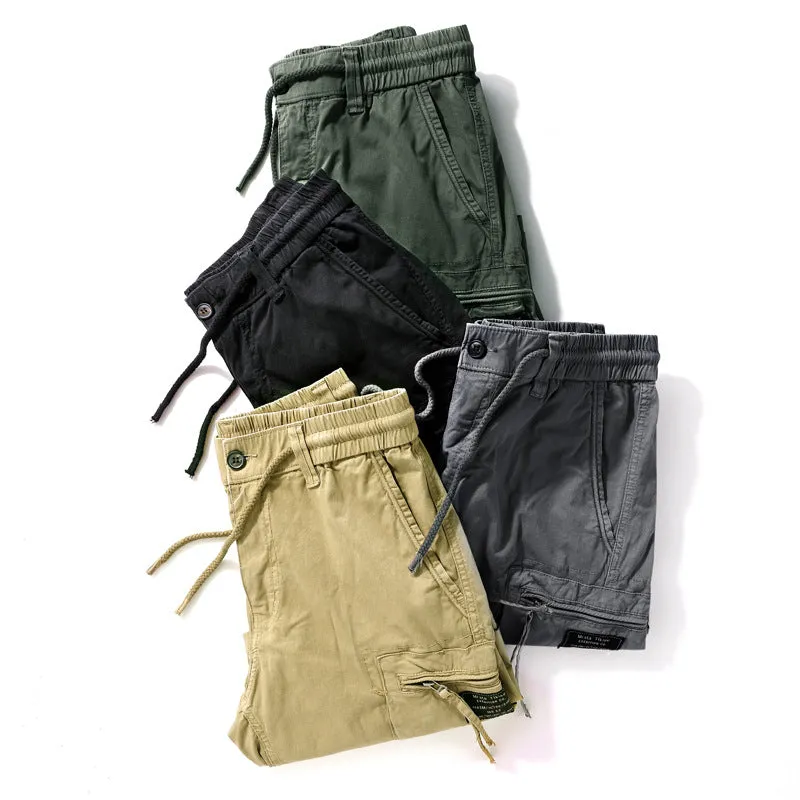 Casual Solid Color Zipper Pocket Men's Shorts