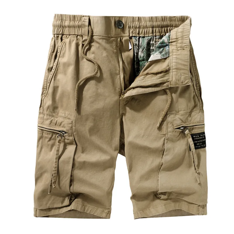 Casual Solid Color Zipper Pocket Men's Shorts