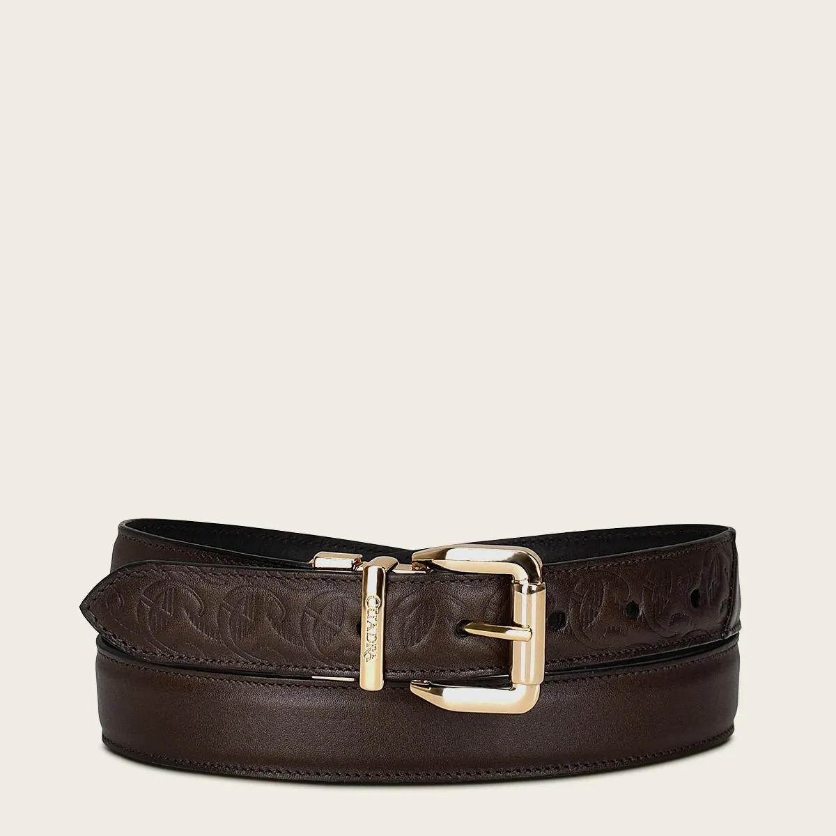 CDA19RS - Cuadra chocolate casual fashion cowhide belt for woman