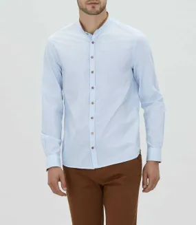 Chemise casual à col mao bleu ciel "Mata"