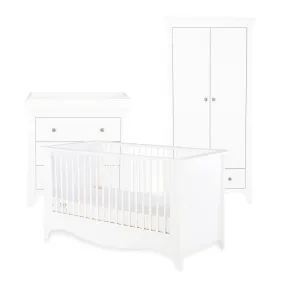 Cuddleco Clara 3 Piece Set 3 Drawer Dresser, Cot Bed and Wardrobe - White