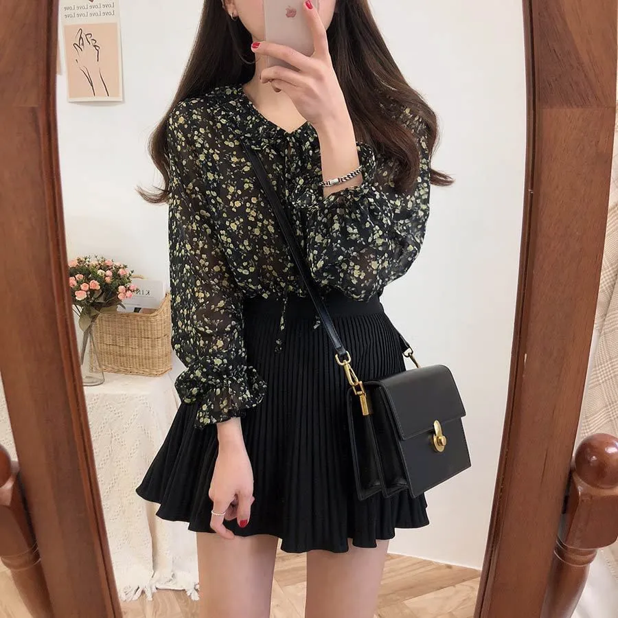 Cute Ruffle Pleated Mini A Line Skirt Outfit Casual