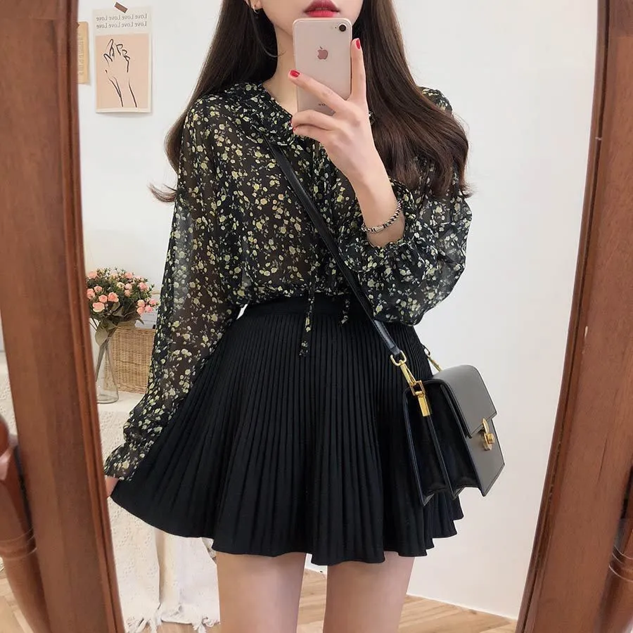 Cute Ruffle Pleated Mini A Line Skirt Outfit Casual