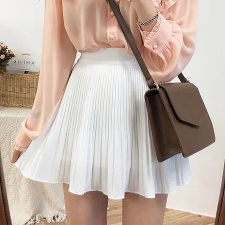 Cute Ruffle Pleated Mini A Line Skirt Outfit Casual