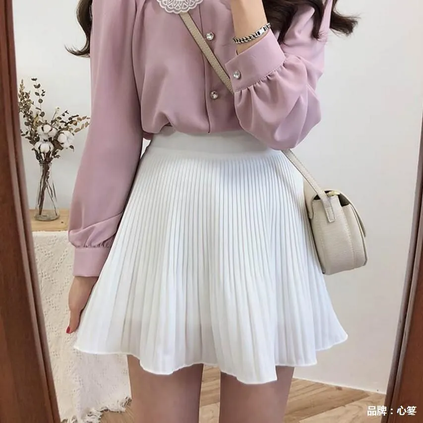 Cute Ruffle Pleated Mini A Line Skirt Outfit Casual