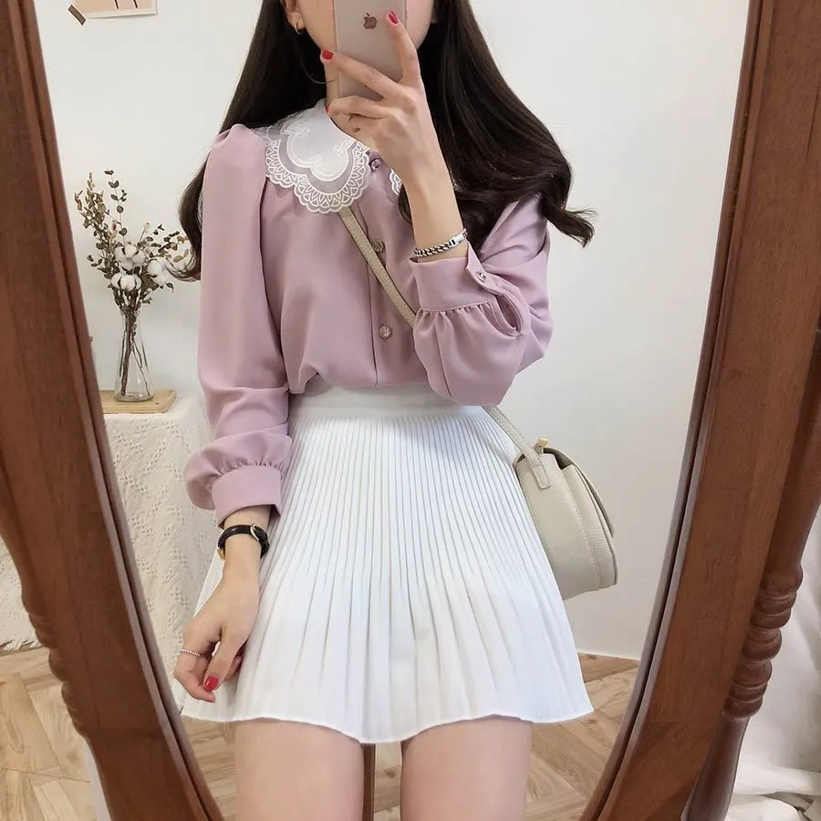 Cute Ruffle Pleated Mini A Line Skirt Outfit Casual