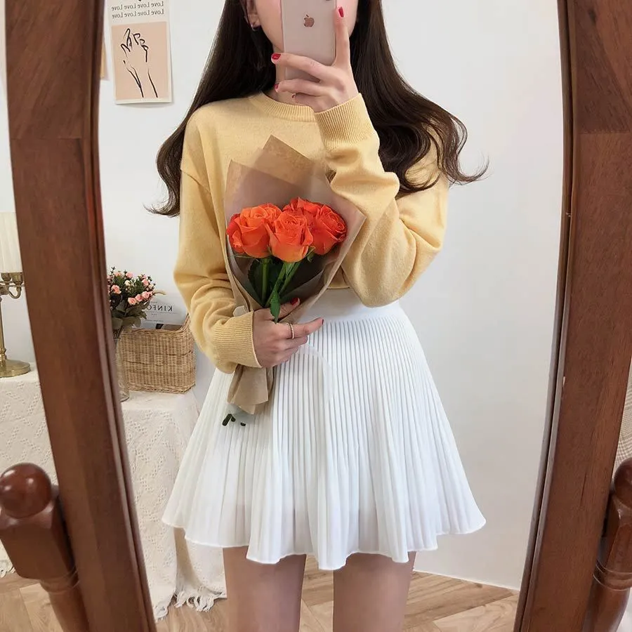 Cute Ruffle Pleated Mini A Line Skirt Outfit Casual