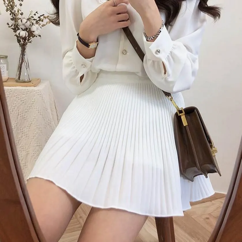 Cute Ruffle Pleated Mini A Line Skirt Outfit Casual