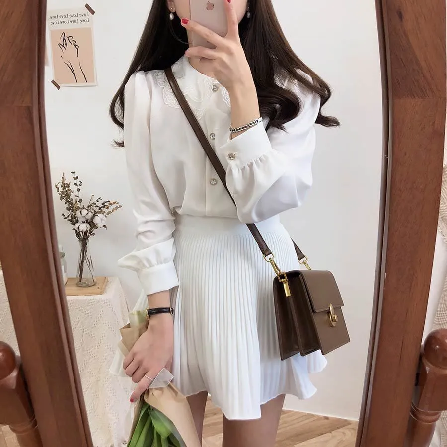 Cute Ruffle Pleated Mini A Line Skirt Outfit Casual