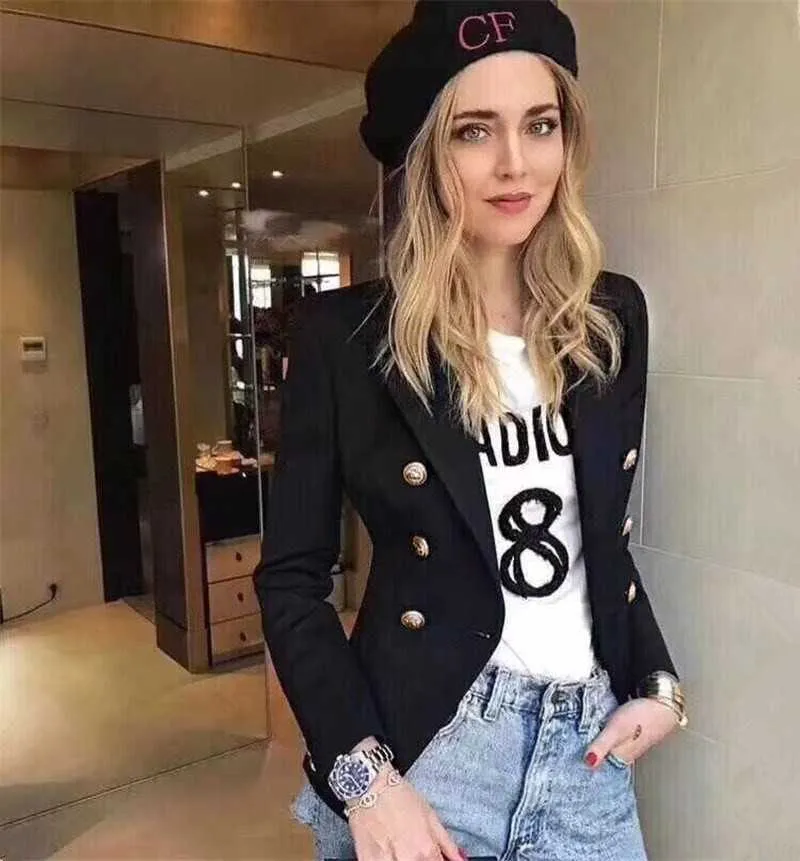 Double Breasted Women's Casual Black Blazer Jacket