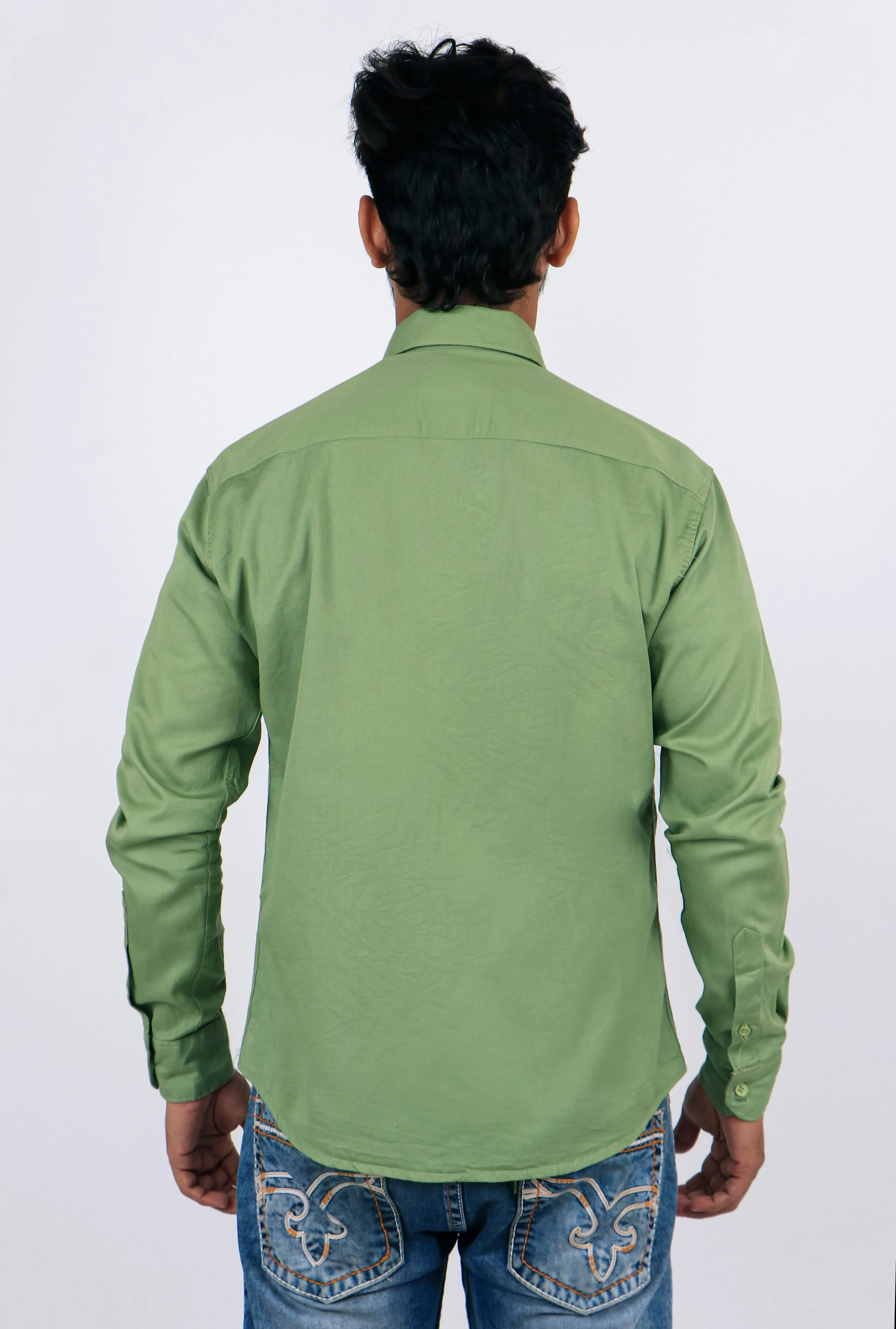 Green Men Regular Fit Full Sleeves Casual Shirt