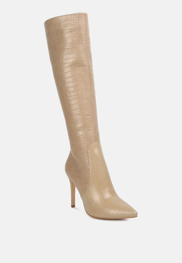 Indulgent High Heel Croc Calf Boots