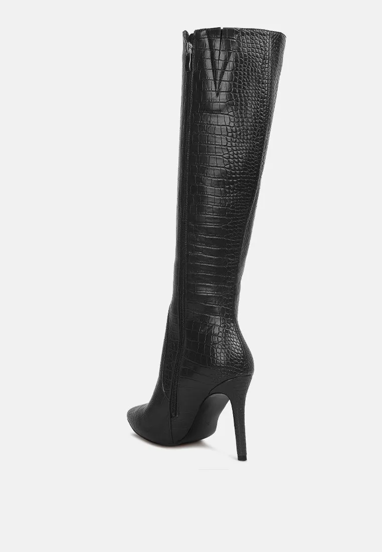 Indulgent High Heel Croc Calf Boots