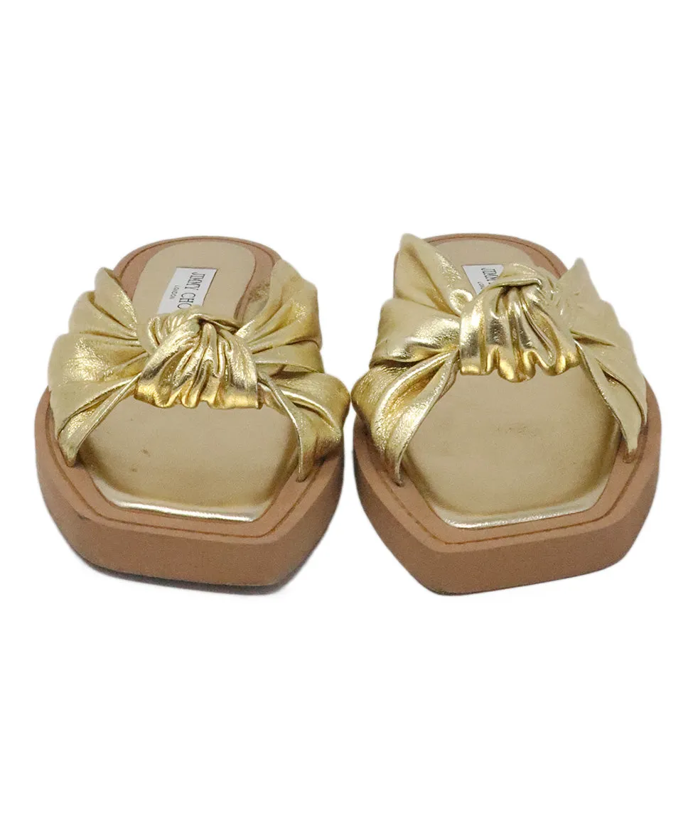 Jimmy Choo Gold Leather Sandals sz 11