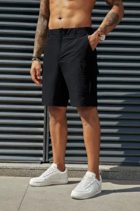 Men Multi-Pocket Shorts Casual Elastic Waist Above Knee Short Pants