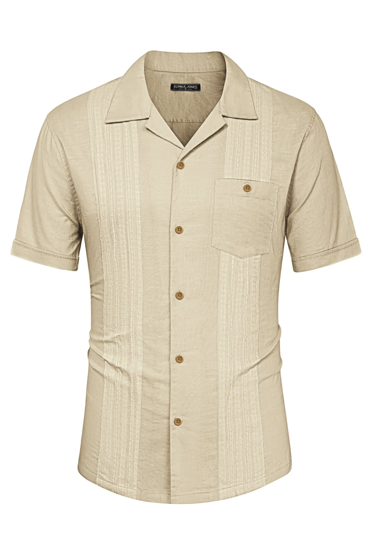 Men's Casual Button Down Linen Shirt Cuban Guayabera Shirts