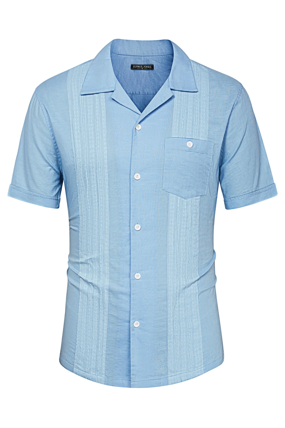 Men's Casual Button Down Linen Shirt Cuban Guayabera Shirts