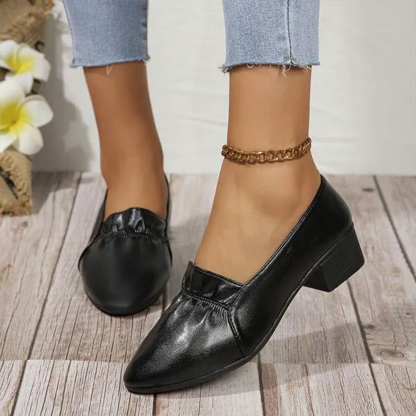 Women's Casual Low-Cut Pointed Toe Block Heel Flats 18018564C